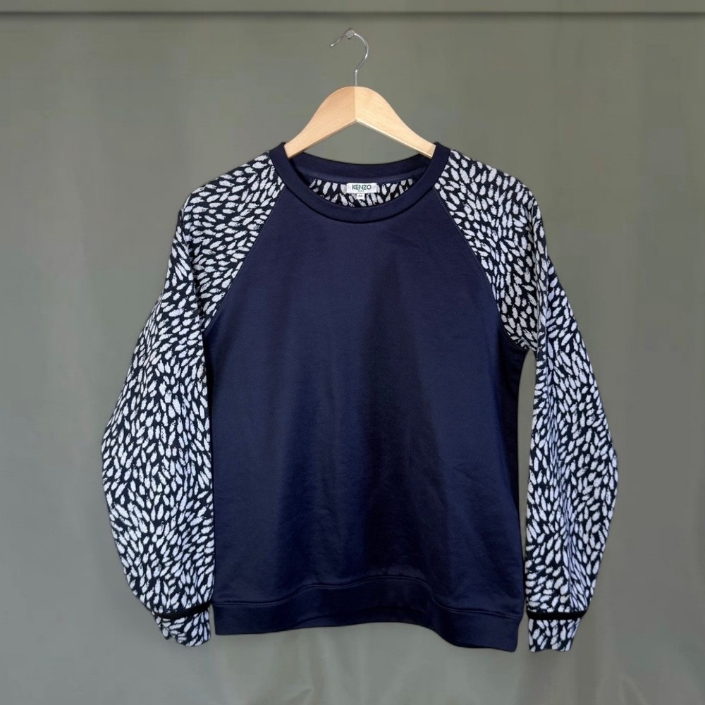 Kenzo Paris Navy Blue Raglan Sleeve Casual Designer Sweatshirt Women's Size M